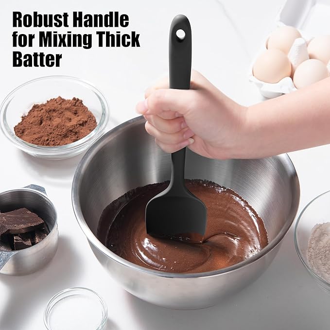 Doosu 600°F High Heat Silicone Spoon Spatula for Cooking (Black, 11.4in)