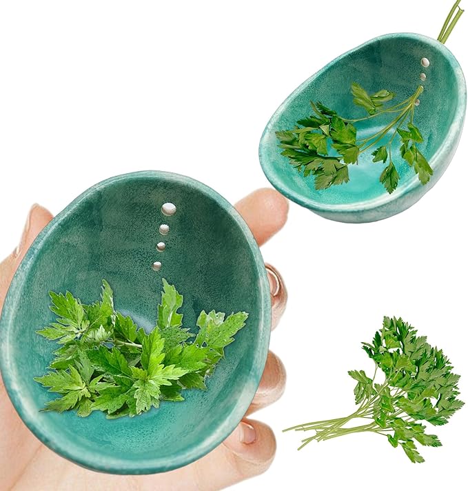 YIYIBB Herb Stripper, 4-Hole Design Pottery Herb Stripper