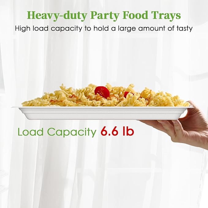 ECOLipak 100 Pack 14 in Compostable White Disposable Food Crawfish Trays