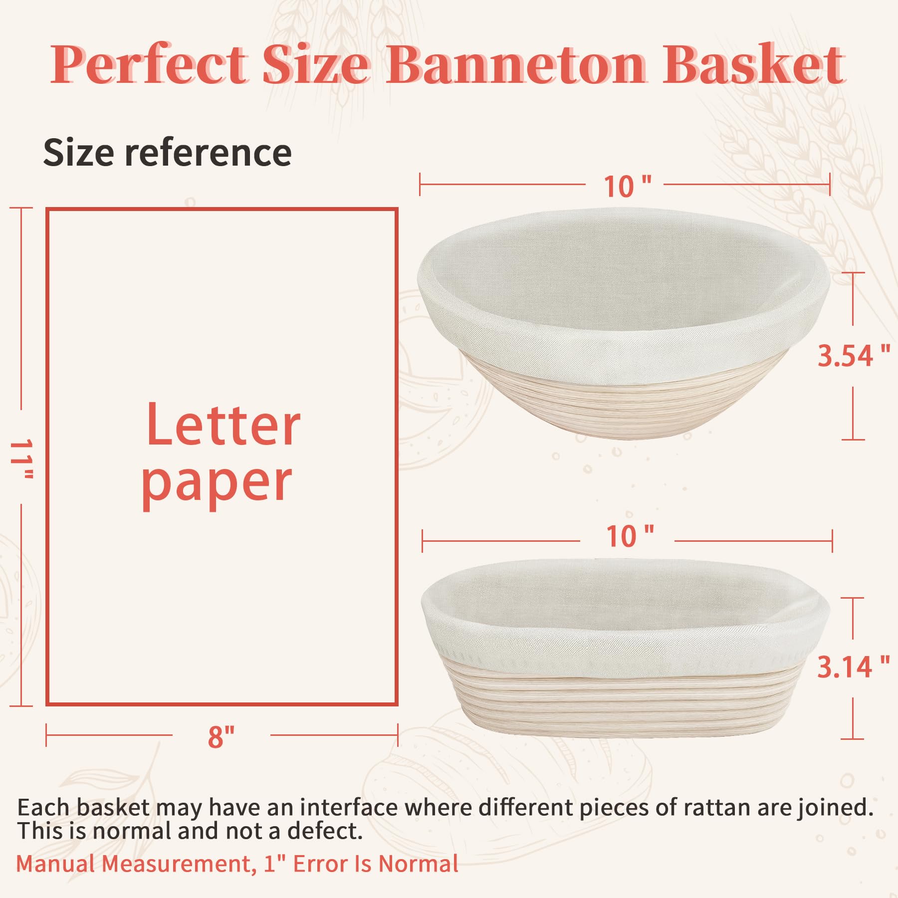 Aliggbent 38Pcs Sourdough Starter Kit, Rattan Banneton Proofing Baskets Jar