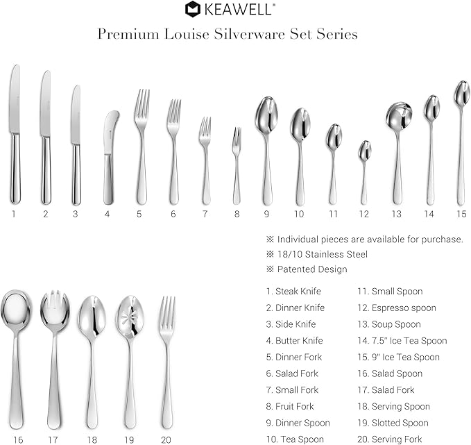 KEAWELL Premium Louise 6-Piece 4.4-Inch 18/10 Coffee Spoons (4.4 inches, 6)