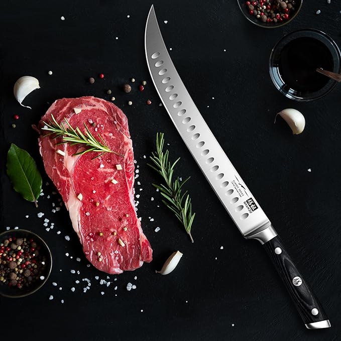 SHAN ZU 12" Slicing & Brisket Carving Knife with Wood Handle - Full Tang
