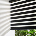 Persilux Cordless Zebra Blinds for Windows Free-Stop Roller Window Shades (35" W X 64" H, Black) Dual Layer Light Control for Day and Night, Light Filtering Sheer Shades for Home, Easy to Install