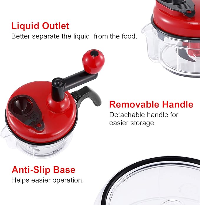 Geedel Large Food Chopper Vegetable Chopper, Manual Food Processor, 3 Cups