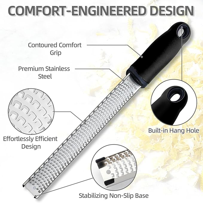 Koythin Black Handle Lemon Zester Cheese Grater Tool