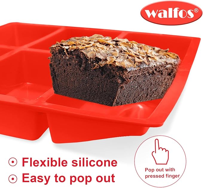 Walfos Silicone Mini Bread Baking Pan 6 Cavities Non-Stick Silicone Mini Loaf Pans 3 pcaks Food Grade Baking Mold For Bread, Cakes, Muffin, Dough, Release Easily and Dishwasher Safe