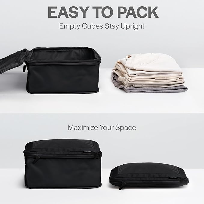 Aerotrunk Compression Packing Cubes for Travel, 6-Pack, Black
