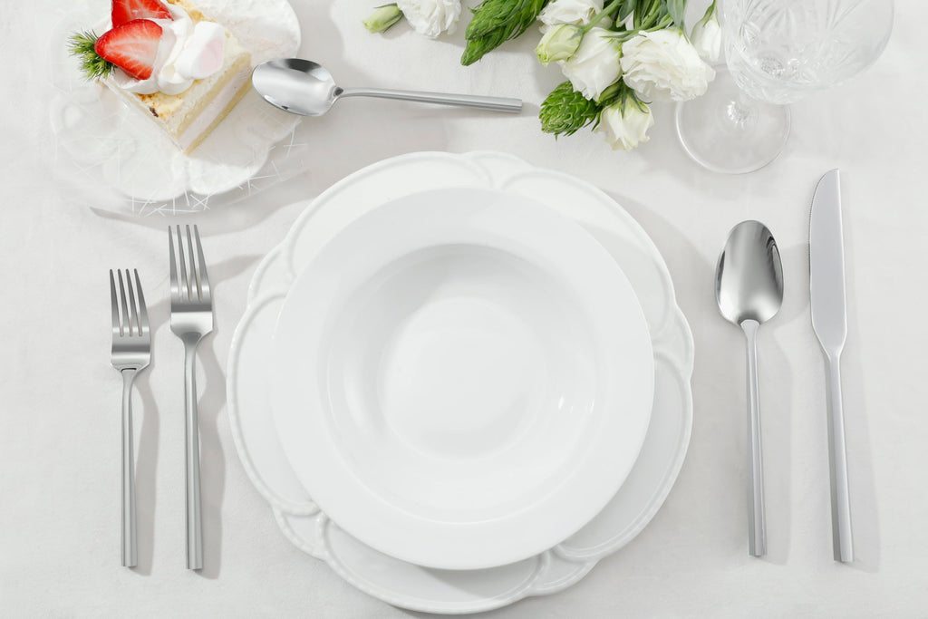 DEACORY Silverware Set Flatware Set Stainless Steel Cutlery Set Silver Mirror Finished Hexagon Handle 5 Pieces Service for 1