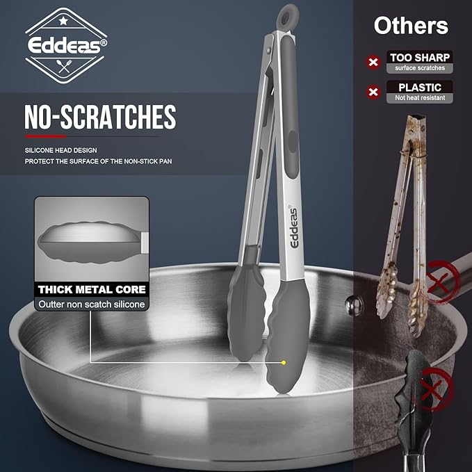 Kitchen Tongs Up To 600°F Silicone Tongs for Cooking 7,9,12 in Grey