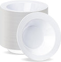 BESTVIP 100 Pack 12 oz White Plastic Bowls, Disposable Soup Bowls