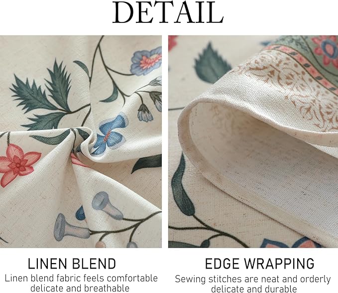 ISAENNE Designer French Linen Tablecloth Rectangular,118"x67"-Daffy