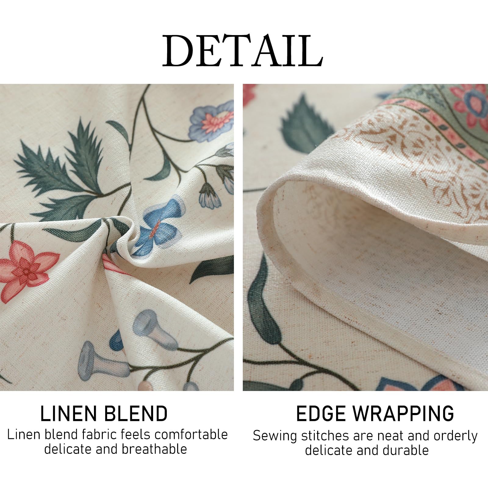 ISAENNE Designer French Linen Tablecloth Rectangular,102"x63"-Daffy