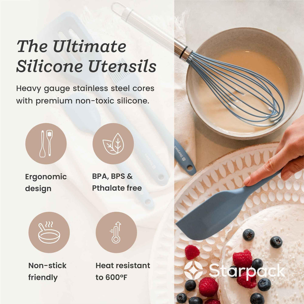 Starpack 'Whip it Good' Silicone Whisk for Nonstick Cookware - Non Scratch, 9.8" Whisk Heat Resistant 600°F - Kitchen Whisks for Cooking, Baking & Stirring - Silicone Coated Durable Rubber Egg Whisks