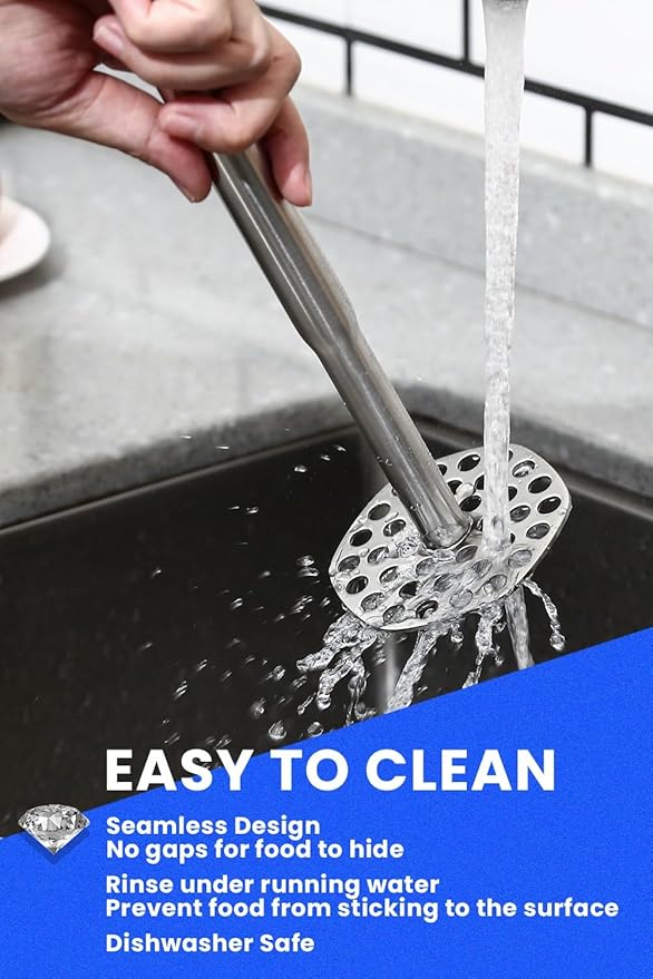 Aihomo 316L Stainless Steel Potato Masher, Dishwasher safe, Storage Bag