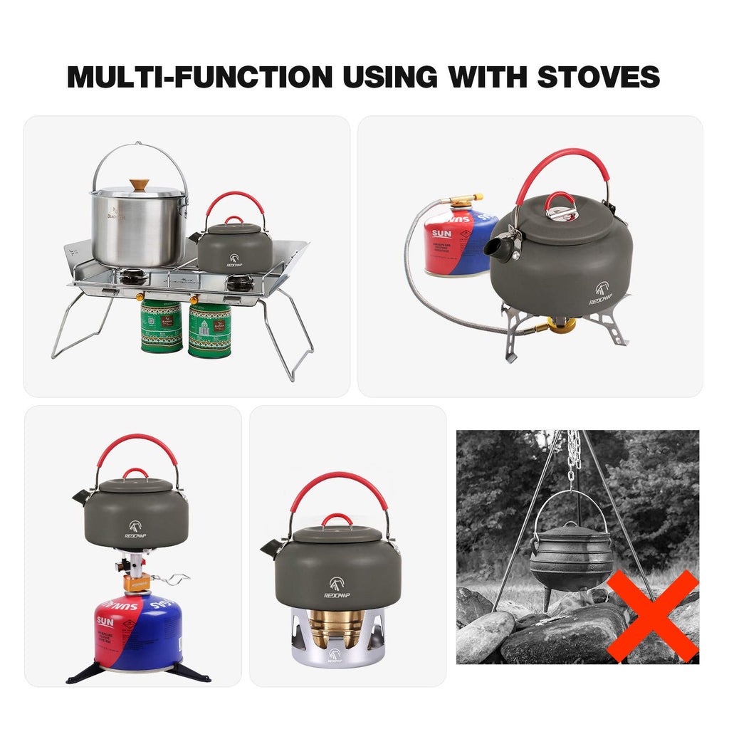 REDCAMP 0.8L Mini Outdoor Camping Kettle, Aluminum Water Pot with Carrying Bag, Compact Lightweight Tea Kettle