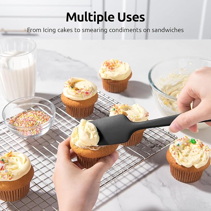 U-Taste Silicone Spatula Set, 600ºF High Heat Resistant, 3-Pcs, Black
