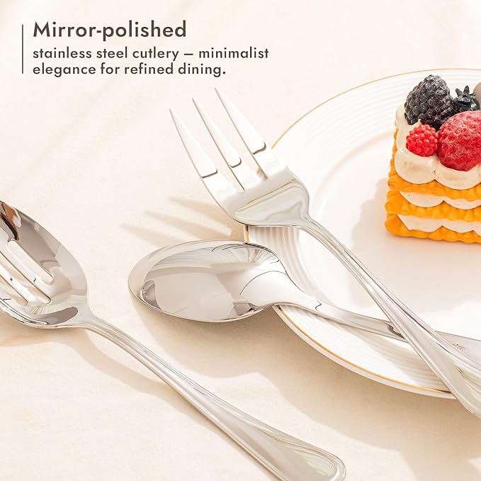 12-Piece Teardrop Serving Utensils Set, 18/10 Stainless Steel Utensils