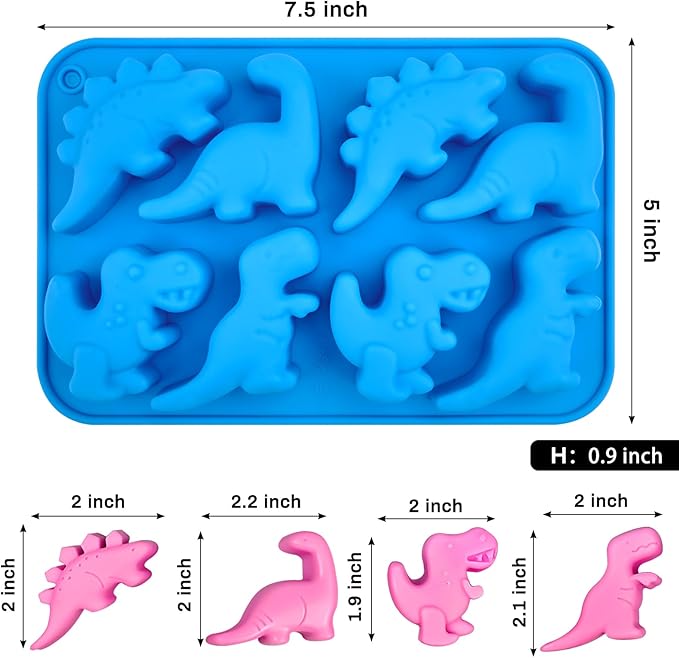 JOERSH Dinosaur Silicone Candy Molds, 2Pcs, 16-Cavity