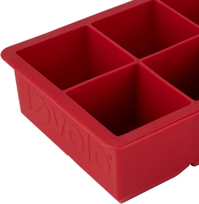 Tovolo Large 2” King Cube Ice Tray Cayenne Red Ice Cube Trays for Whiskey Cocktails Smoothies, Big Square Ice Cube Mold Silicone Freezer Tray for Perfect Rock Cubes BPA Free Dishwasher Safe
