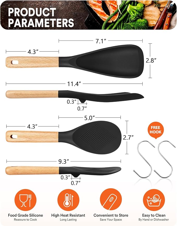Badiano Cooking Spoon and Rice Scooper for Nonstick Cookware,Multi-function