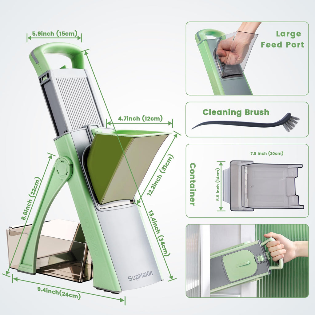 SupMaKin Safe Mandoline Slicer Plus for Kitchen Adjustable Vegetable Slicer