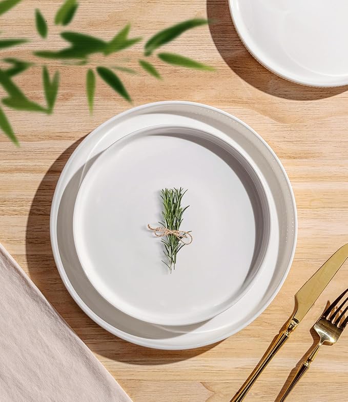 TheTerra Ceramic Dinnerware Set for 4, 12-Piece Plates and Bowls Set