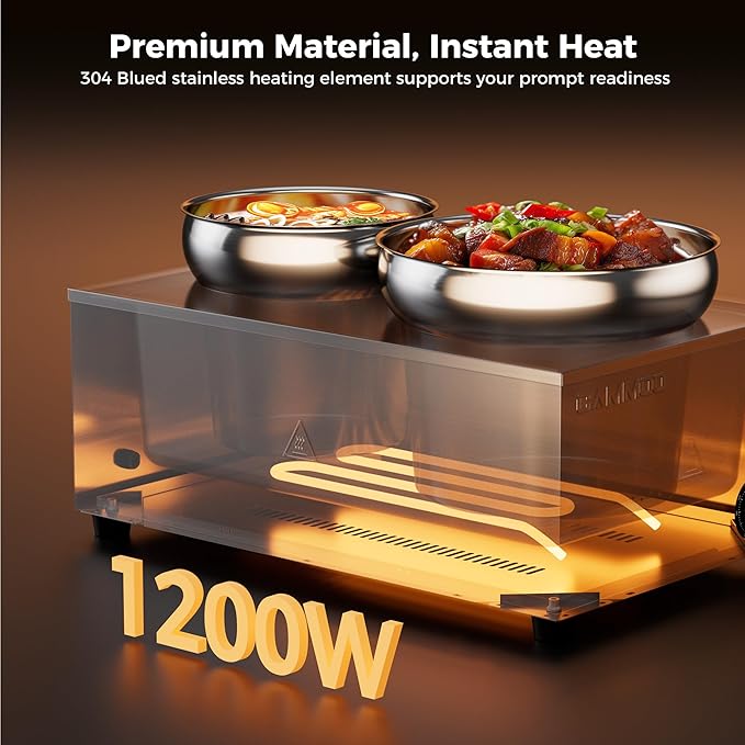 CAMMOO 20qt 2-in-1 Electric Soup Warmer and Steam Table Food Warmer, 1200W Stainless Steel Bain Marie Pot, 86~185°F Adjustable Temp, Commercial Soup Kettle for Catering Restaurant Buffet