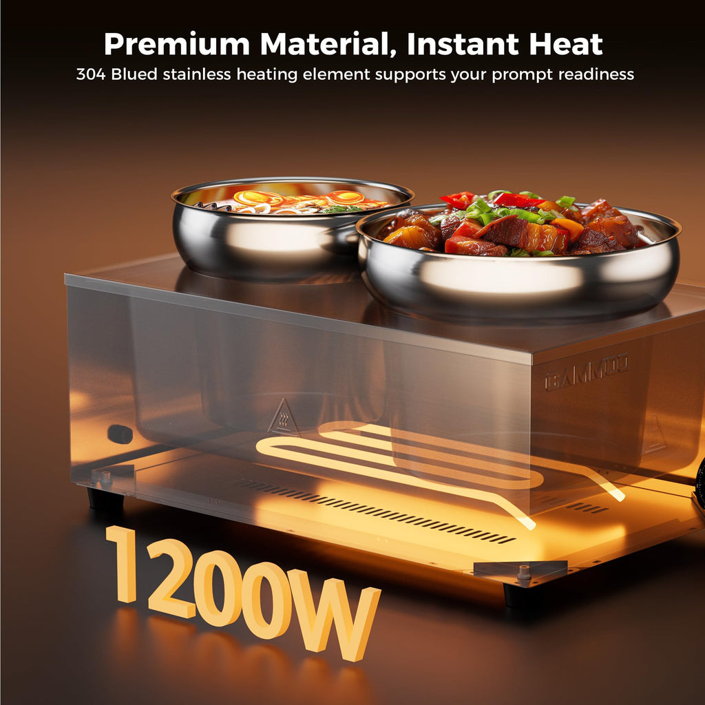 CAMMOO 2-in-1 Steam Table Food Warmer and Soup Warmer Commercial Portable
