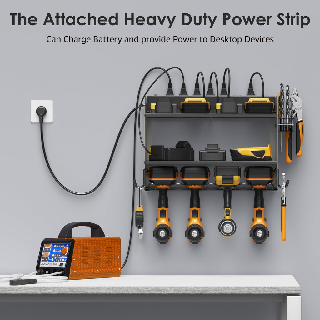 CCCEI Wall Mount Modular Tool Charging Organizer, Grey, 1 Pack, 3 Tier.