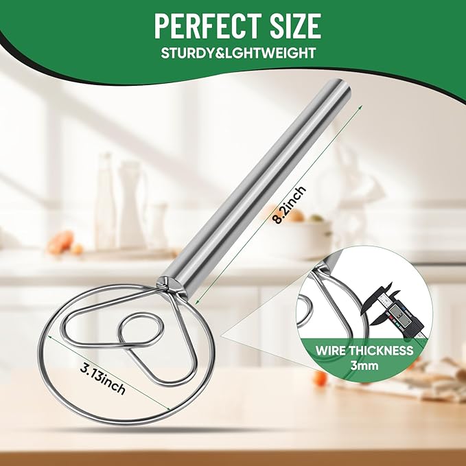 Agttete Danish Dough Whisk Stainless Steel Hook Dutch Bread Mixer Hand Tool for Sourdough Baking Making Blending Pastry Pizza