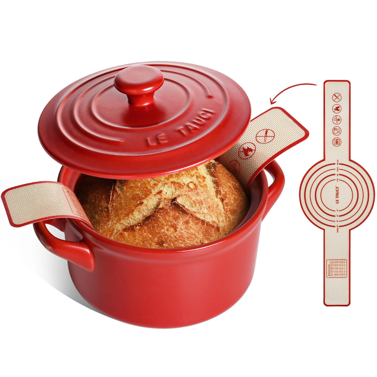 LE TAUCI 3 QT Ceramic Bread Baker with Lid for Sourdough, Forest Green