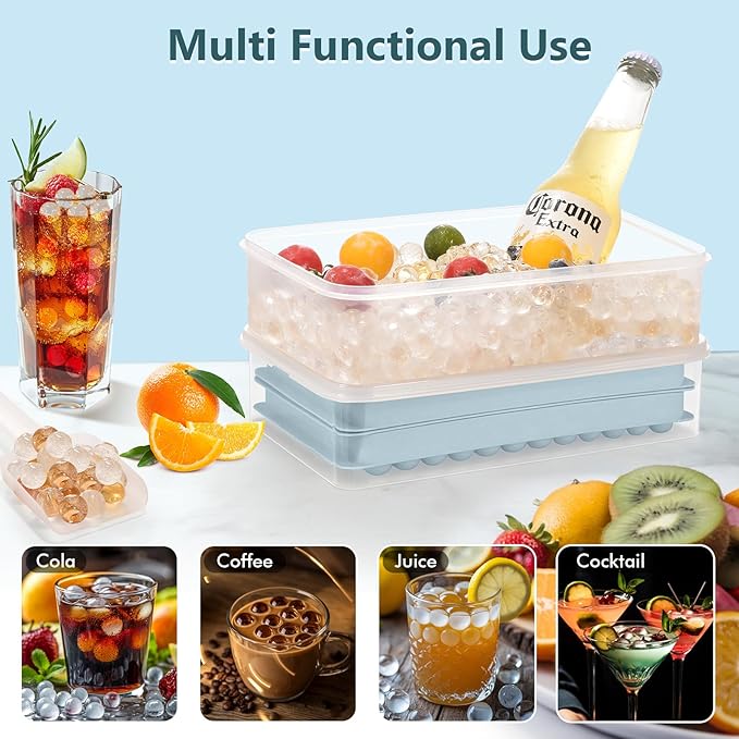 WIBIMEN Mini Ice Cube Trays for Freezer with Lid, 0.55" Pebble Ice