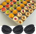 Yamteck 3 Inch Mini Quiche Pans 12 Pack, Round Egg Tart Molds with Removable Bottom. Small Tart Pans w/Non-Stick Coating Rugged Carbon Steel for Tartlets Shells Desert Making Christmas Festival Party