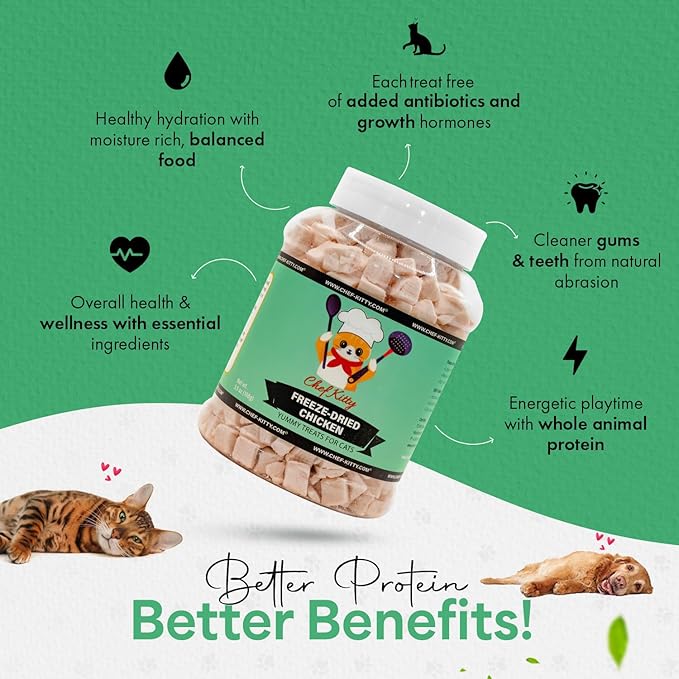 Chef Kitty Freeze Dried Chicken Cat Treats, 100% Human Grade, 7.7 oz