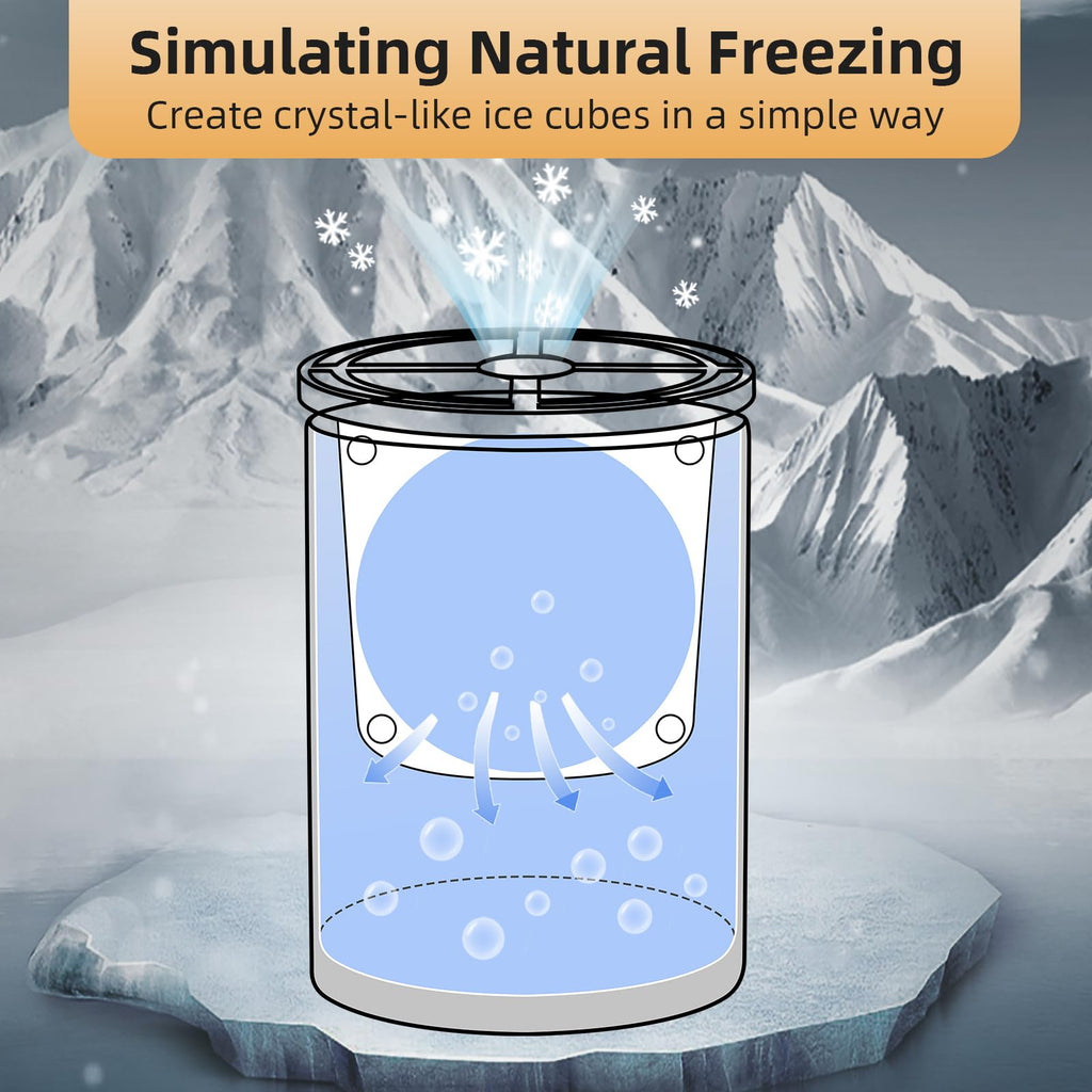 Clear Ice Cube Maker - 2.5" Ball - Stainless Steel Clear Ice Maker - Compact Design - for Whiskey, Cocktails, Bourbon - 8 PACK
