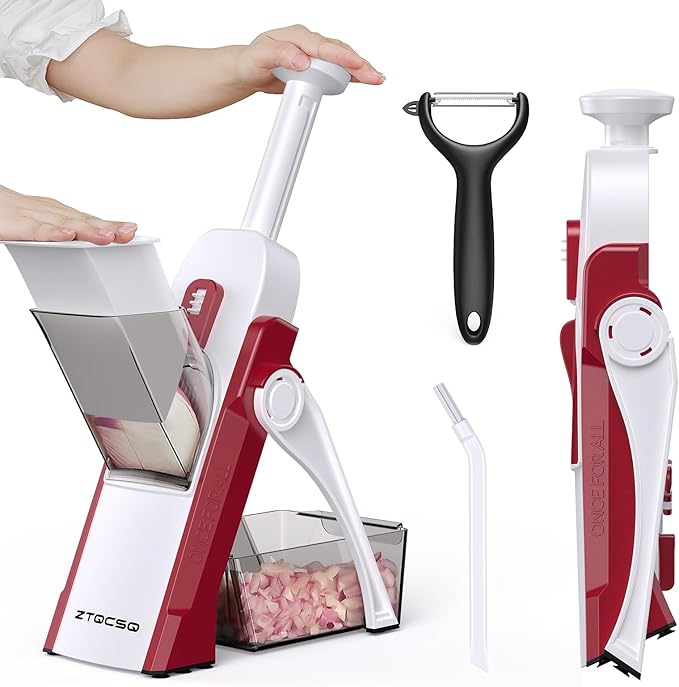 5 in 1 Adjustable Safe Mandoline Slicer for Kitchen with Paring Knife