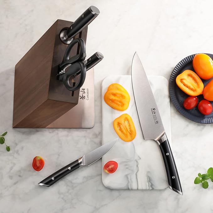 Cangshan HELENA Series German Steel Forged, HUA Knife Block Set (6-Piece, Black)