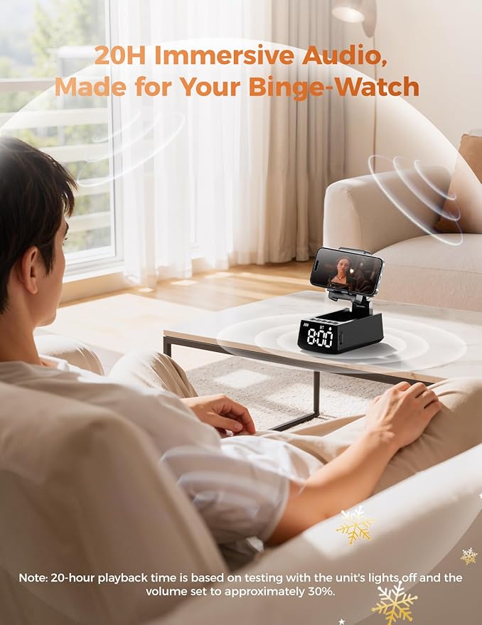 Bluetooth Speaker Birthday Gift for Men:Induction Cell Phone Stand Black