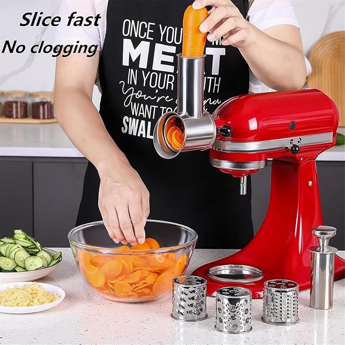 KINGEAGLE Stainless Steel Slicer Shredder Attachment For KitchenAid Mixer, Cheese Grater, Food Slicer, Accessories For KitchenAid, 6.9*5.4 Inch
