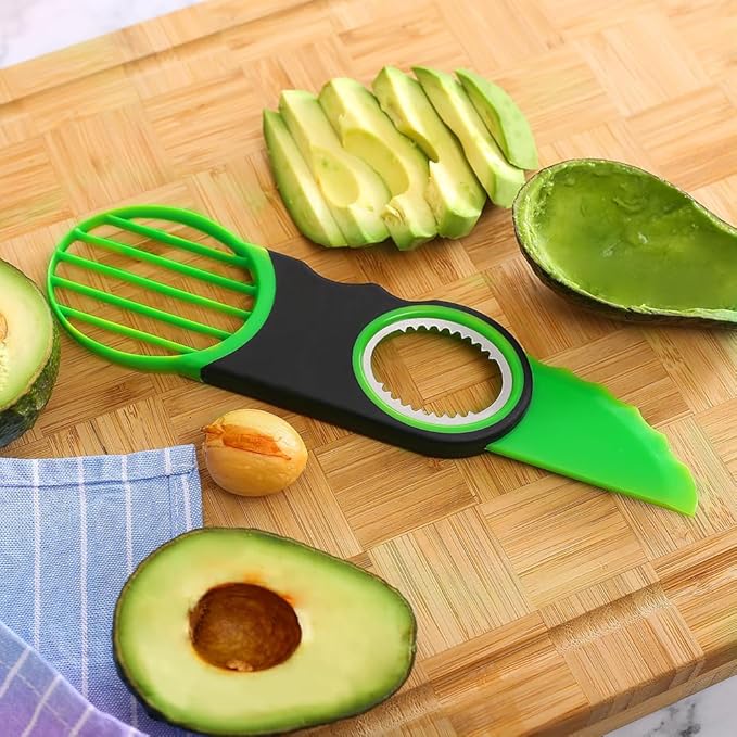 Stainless Steel Avocado Slicer, Corer, and Paring Knife Combo: 3-in-1 Tool - Dishwasher Safe & Heavy Duty