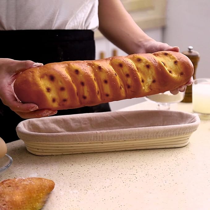 Liliadon Bread Proofing Basket Sourdough Bread Baking Supplies Starter Kit Set (Baguette Baskets)