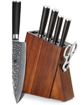 XINZUO Damascus 7-Piece Kitchen Chef Knife Block Set,Professional Sharp Cutting Knife Set with Block,Pakkawood Handle,Chef Gift Box