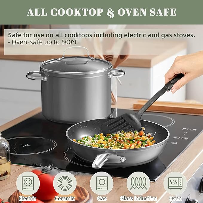 Nuwave 7pc Cookware Set Healthy Duralon Blue Ceramic Nonstick Coated