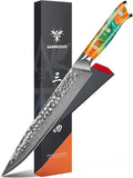 SANMUZUO 9 Inch Carving Knife, Slicing Knife - Hammered Damascus Steel & Resin Handle - Yao Series