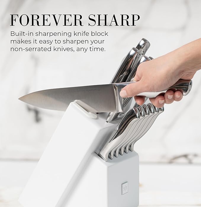 Styled Settings Stainless Steel Knife Set with Built In Sharpener, 14-Piece