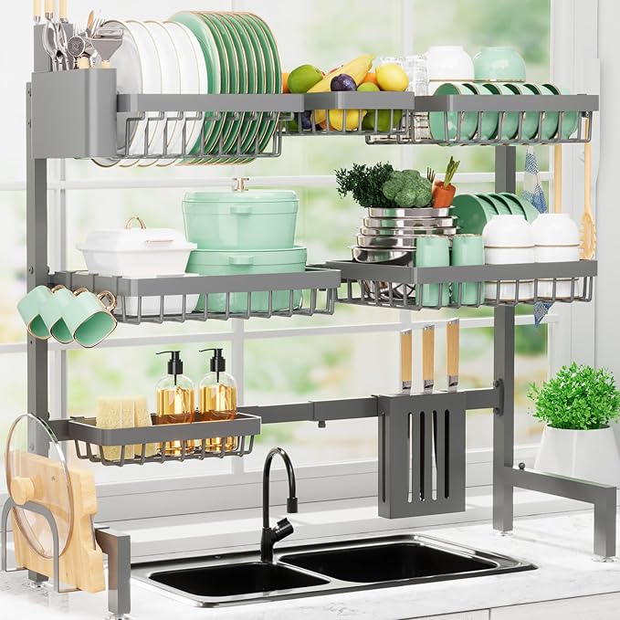 Sakugi Dish Drying Rack Over The Sink, Dish Drainer for Kitchen Counter