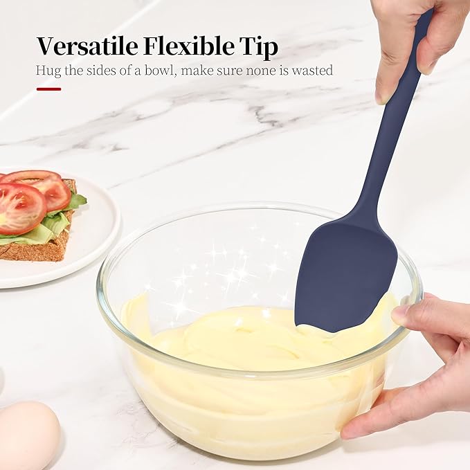 Lilybeam 600ºF Heat Resistant Silicone Spoon Spatula Set of 3, Blue