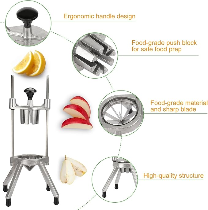 POWLAB Commercial Lemon Cutter, 8-Wedge Citrus Wedger, 420 Stainless Steel