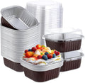 Aoriher 150 Pcs 10 oz Mini Cake Pans with Lids Brown