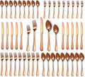 50 Pcs Rose Gold Silverware Set for 10, Food Grade Stainless Steel Flatware Set, Eating Utensils Sets Include Fork/Knife/Spoon, Reusable Cutlery Set for Home Kitchen, Dishwasher Safe, Round Edge